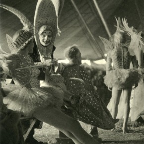 book cover of "Kenneth Heilbron: Inside the Dream" with performers in costume backstage inside large circus tent