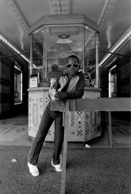 A Boy in Front of the Loews 125th Street Movie Theater, Harlem, 1976