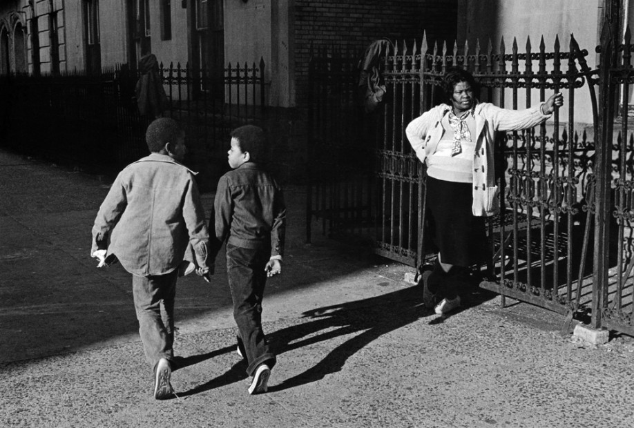 A Woman and Two Boys Passing, Harlem, 1978
