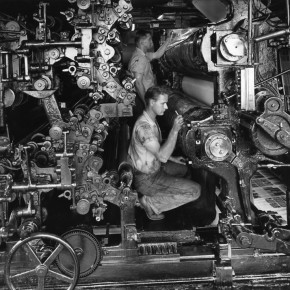 two men working on the RR Donnelley Printing Letter Press