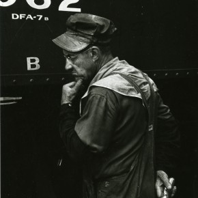 portrait of railroad man with hand on chin