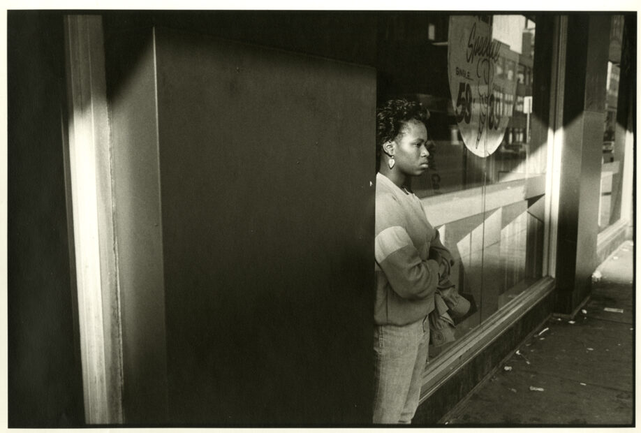 A Woman Alone at the Bus Stop, Syracuse, NY, 1985