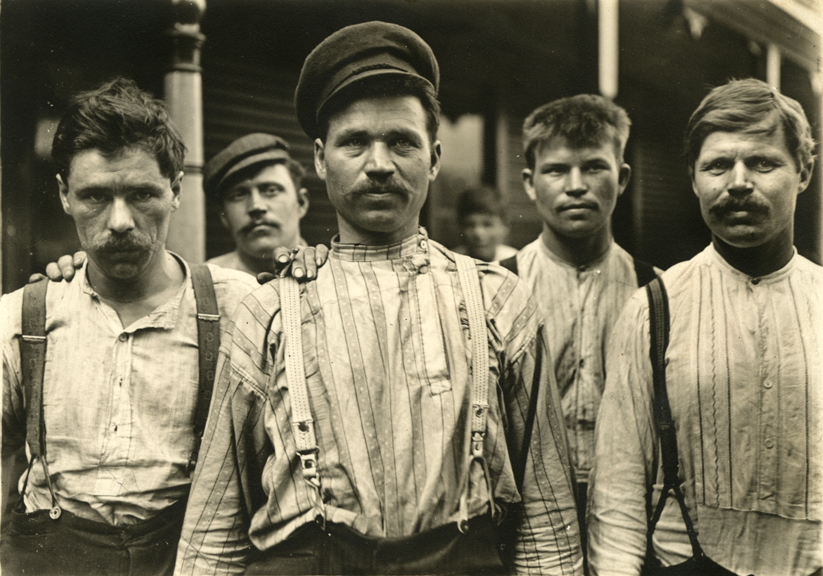 Lewis Hine<br>Russian Steelworkers, Homestead, PA, 1909
